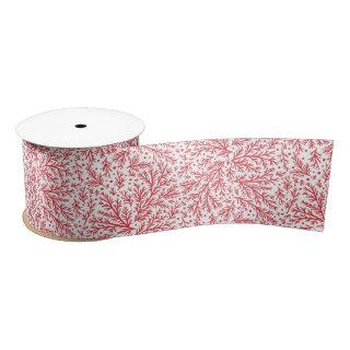 Bountiful Branches Red and White Photo Christmas Satin Ribbon