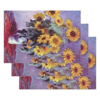Bouquet of Sunflowers by Claude Monet, Vintage Art  Sheets
