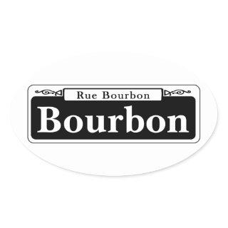 Bourbon St., New Orleans Street Sign Oval Sticker