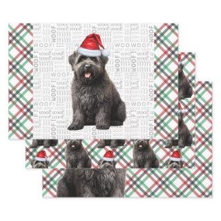 Bouvier Christmas Dog Red and Green Plaid  Sheets