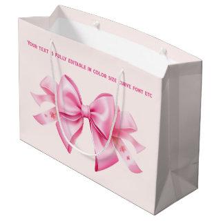 Bow on Trendy Barbiedoll Blush Pink  Large Gift Bag