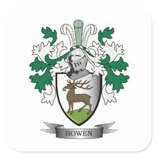 Bowen Family Crest Coat of Arms Square Sticker