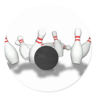 Bowling Ball & Pins: 3D Model: Classic Round Sticker