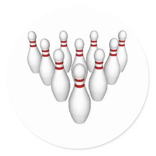 Bowling Pins: 3D Model: Classic Round Sticker