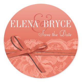 Bows Ribbon & Lace | peach Classic Round Sticker