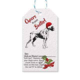 Boxer Christmas Holly Snowflake Personalize Gift Tags