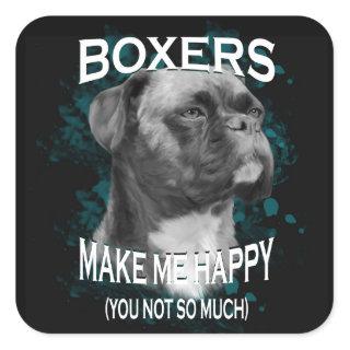 Boxer Dog Animal Lovers Art Text Square Sticker