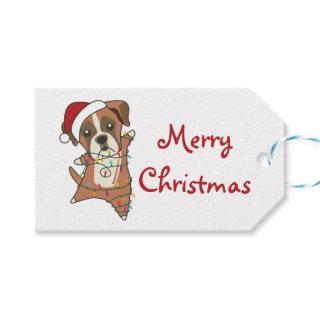 Boxer Dog Christmas Snow Winter Animals Dogs Truck Gift Tags