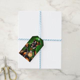 Boxer Dog Driving Bike St. Patrick's Day Gift Tags
