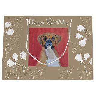 Boxer Dog Happy Birthday Large Gift Bag