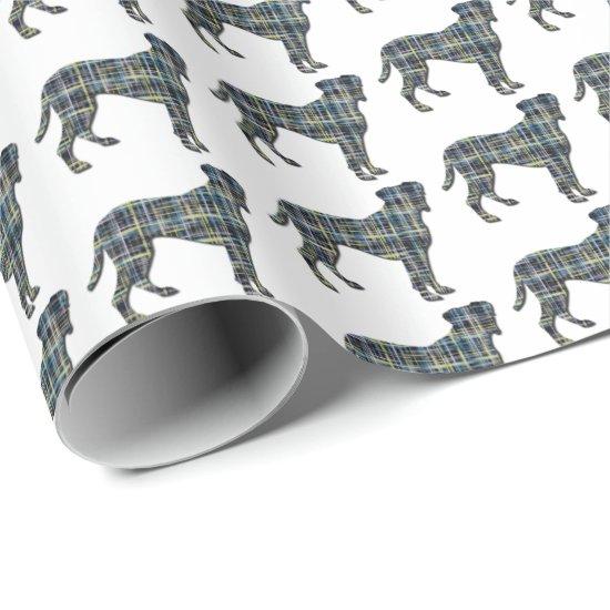 Boxer Dog Silhouette Y&B Grid White