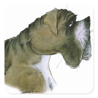 boxer dog, tony fernandes square sticker