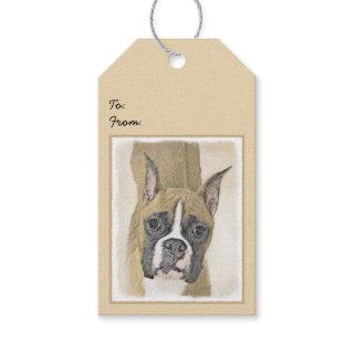 Boxer Painting - Cute Original Dog Art Gift Tags