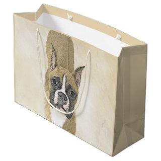 Boxer Painting - Cute Original Dog Art Large Gift Bag