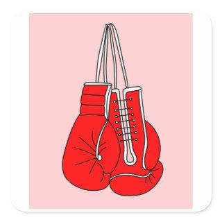 Boxing Female Boxer Retro Boxing Gloves Square Sticker