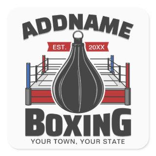 Boxing Ring ADD NAME Boxer Gym Speed Bag Square Sticker