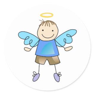 BOY ANGEL CLASSIC ROUND STICKER