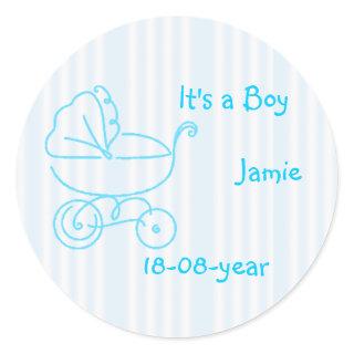 boy-blue-stroller classic round sticker