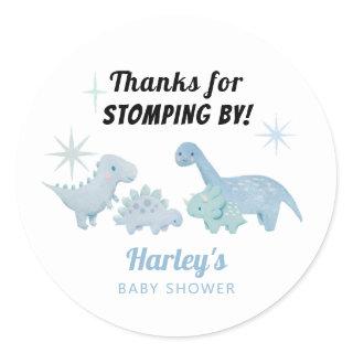 Boy Dinosaur Baby Shower Favor Classic Round Sticker