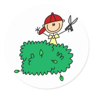 Boy Doing Yardwork Sticker