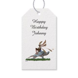 Boy Fairy Riding On Turtle Gift Tag