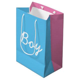 Boy girl gender reveal baby shower party pink blue medium gift bag