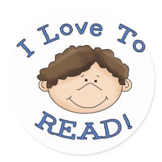 Boy I Love to Read T-shirts and Gifts Classic Round Sticker