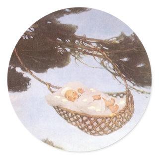 Boy in Hassoc Tree by Jessie Willcox Smith Classic Round Sticker