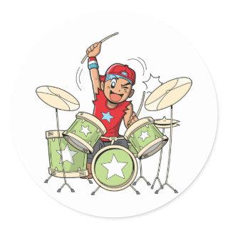 Boy Playing Drums Stickers