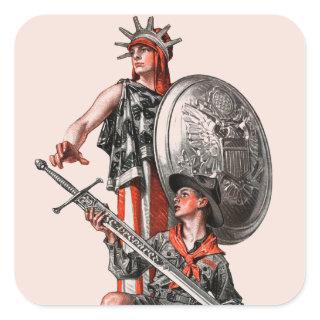Boy Scout and Liberty Square Sticker