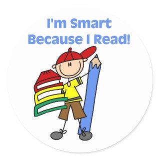 Boy Smart Because I Read Classic Round Sticker