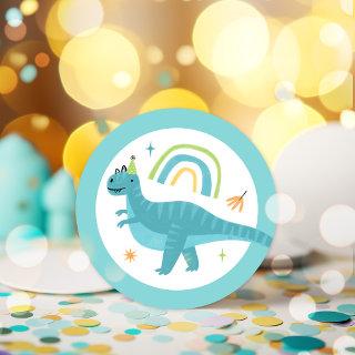 Boy T Rex Dinosaur Birthday Party Favors Classic Round Sticker