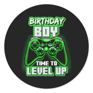 Boy Time To Level Up Video Game Birthday Gamer 6  Classic Round Sticker
