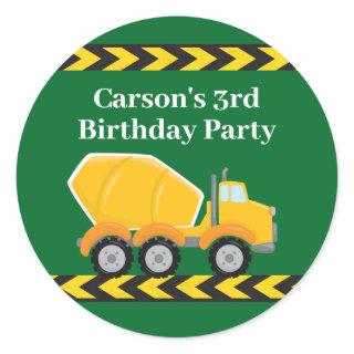 Boys Birthday Party Custom Green Truck Kids Classic Round Sticker