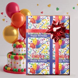 Boy's Birthday Personalize Name & Age Colorful