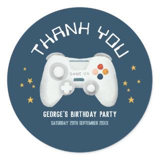 Boys Cool Video Game Thank You Kids Birthday Classic Round Sticker