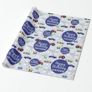 Boys Cute Happy Birthday Car Pattern Kids