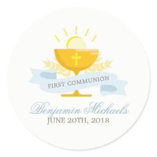 Boys First Holy Communion Classic Round Sticker