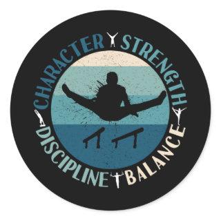Boys Gymnastics Character Strength Discipline Classic Round Sticker