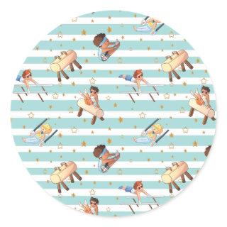 Boys Gymnastics Rings Parallel Bars Pommel Horse  Classic Round Sticker