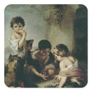 Boys Playing Dice, c.1670-75 Square Sticker