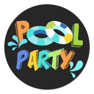 Boys Pool Party Birthday Thank You Favor Classic Round Sticker