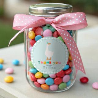 Boys Silly Goose First Birthday Gingham Favor Classic Round Sticker