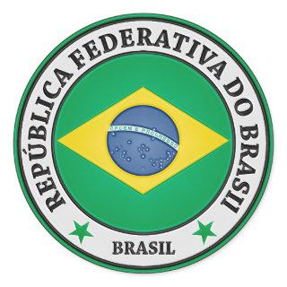 Brasil Round Emblem Classic Round Sticker