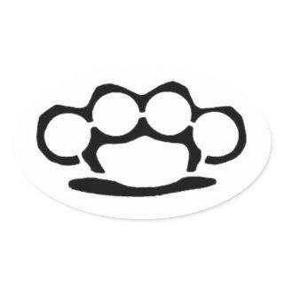 Brass Knuckles Oval Sticker