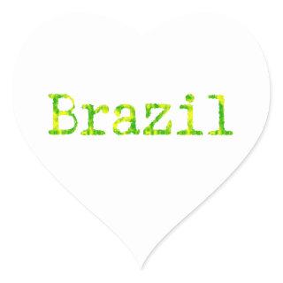 Brazil Green and Yellow Font Heart Sticker