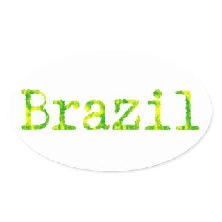 Brazil Green and Yellow Font Oval Sticker