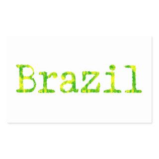Brazil Green and Yellow Font Rectangular Sticker