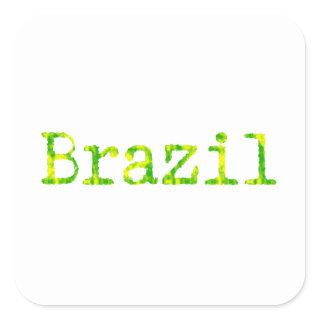 Brazil Green and Yellow Font Square Sticker