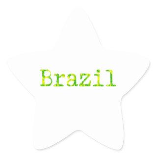 Brazil Green and Yellow Font Star Sticker